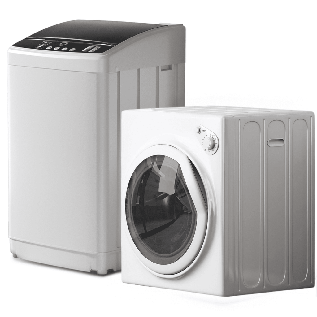 TABU Washer and Dryer Set, 19LBS Fully Automatic Washing Machine & 10LBS Clothes Dryer (White&White)