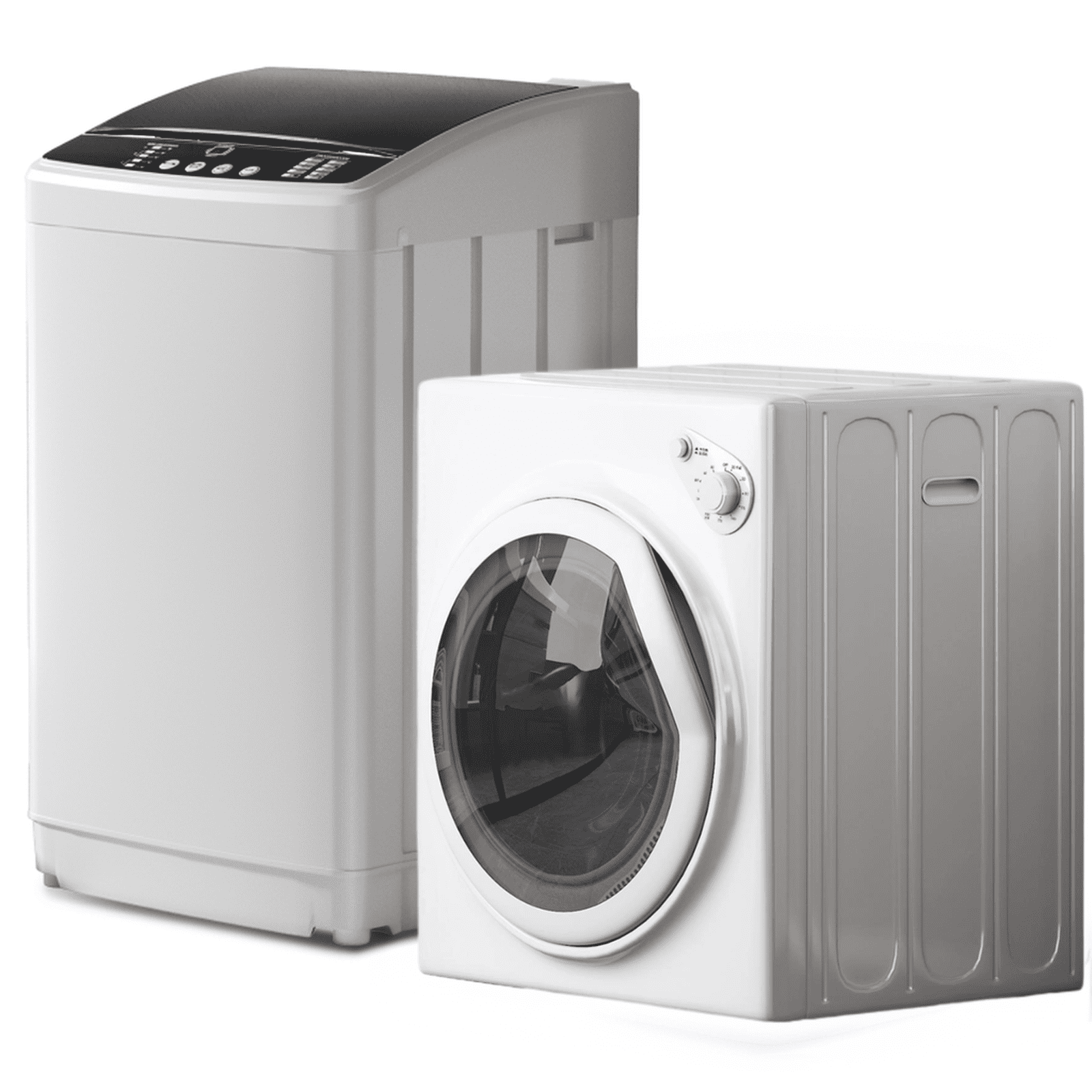 TABU Washer and Dryer Set, 19LBS Fully Automatic Washing Machine & 10LBS Clothes Dryer (White&White)