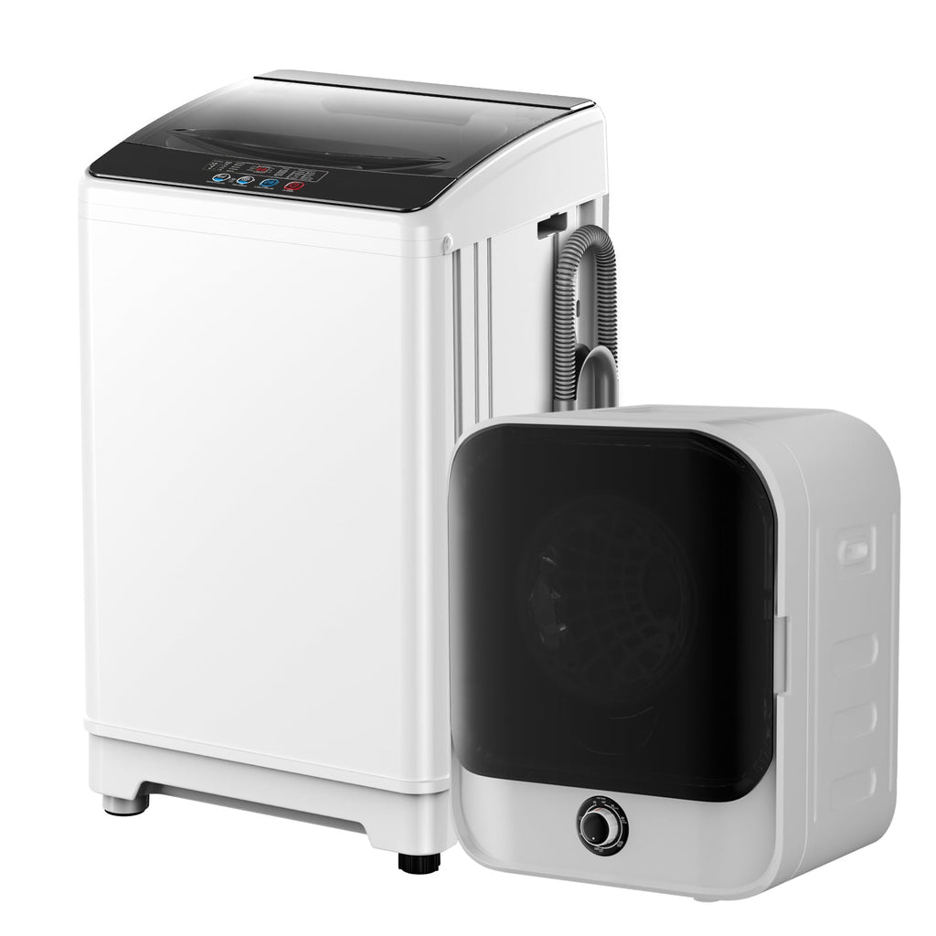 TABU Washer and Dryer Set, 19LBS Fully Automatic Washing Machine & 10LBS Clothes Dryer (White&White)
