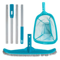 U.S. Pool Supply Pool Maintenance Kit with Leaf Skimmer Net, Brush, and Adjustable Telescopic Pole - 6 Deep Mesh Netting, Nylon Scrub Brush, Clean Sweep Debris from Walls, Floors, Steps, Spas, Ponds