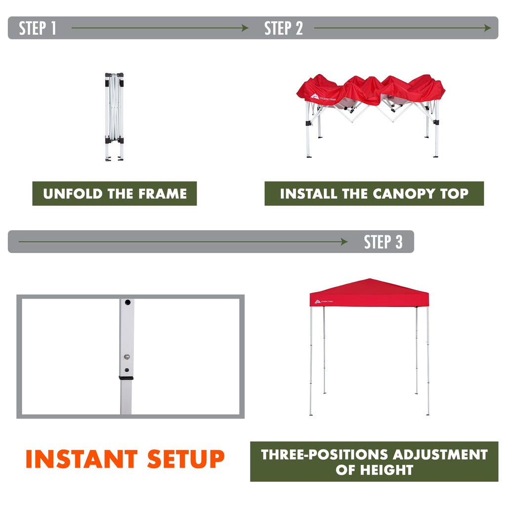Ozark Trail 4' x 6' Instant Pop-up Outdoor Canopy Shelter, Brilliant Red