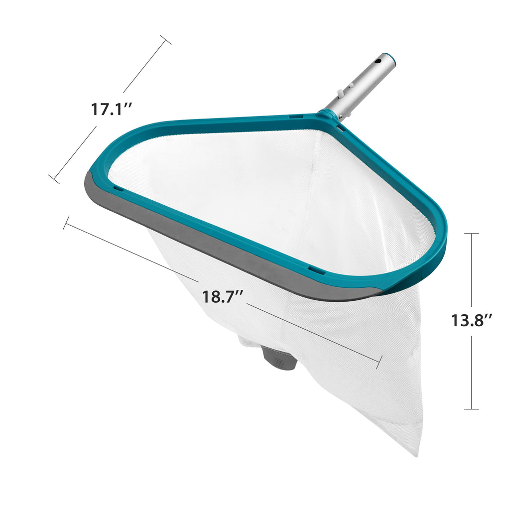 Bluescape Teal & Gray Pool Leaf Rake with Aluminum Frame and Tab Easy to Empty Debris