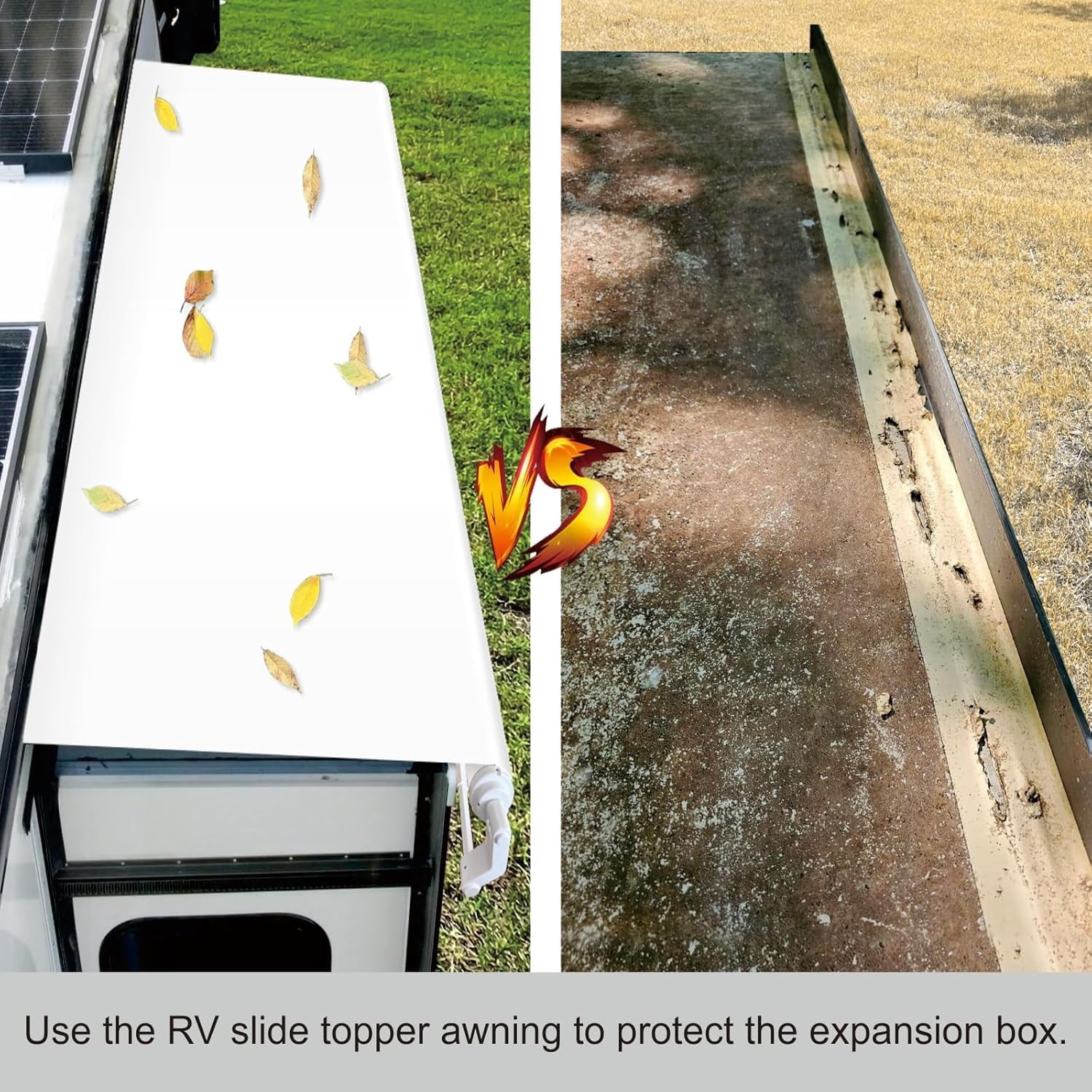Dulepax RV Slide Out Awning Camper Topper Modular Slide Out Awning Kit for RVs,5th Wheels,Travel Trailers and Motorhomes-White,11'3''(10'7''Fabric)