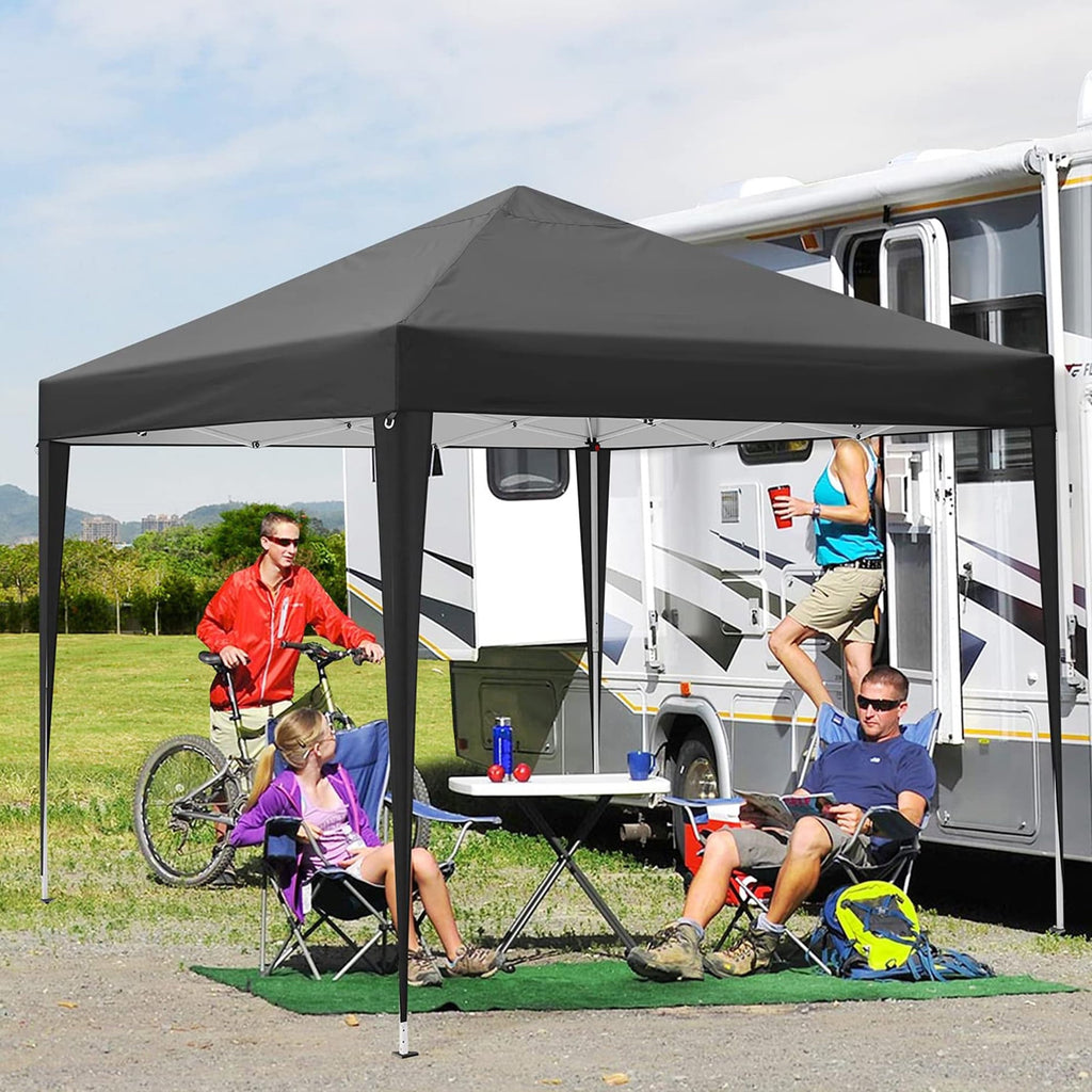 HOTEEL 10x10ft Popup Canopy Waterproof Canopy with 4 Sidewalls Outdoor Commercial Instant Shelter Beach Camping Canopy Tent for Party, Black