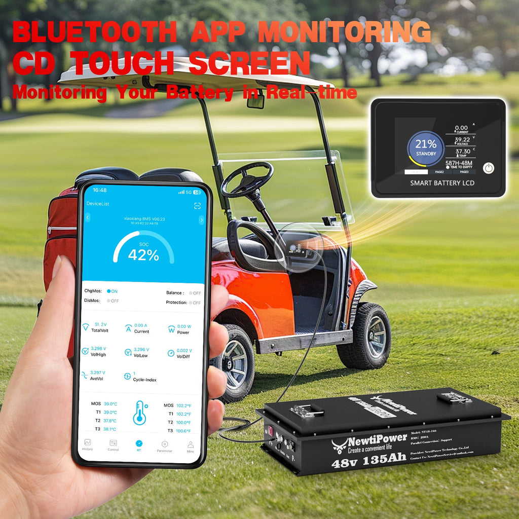 48V 100Ah LiFePO4 Lithium Battery,200A BMS,10000+ Deep Cycle Lithium Iron Phosphate Battery Great for Golf Cart, RV, Marine and Off Grid Applications