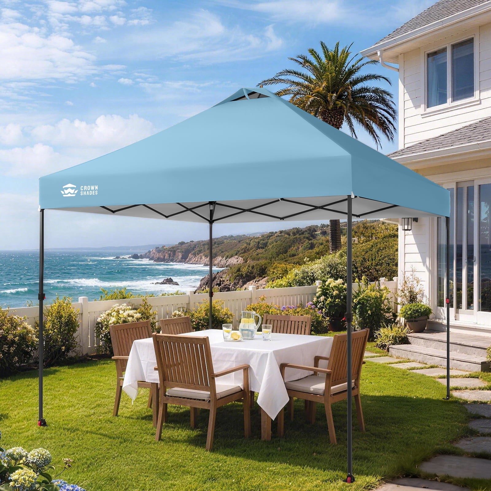 CROWN SHADES 10x10 Pop Up Canopy Patented Center Lock One Push Instant Outdoor Canopy Tent Grey