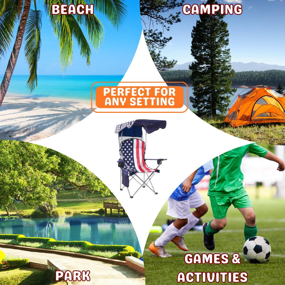 VTOY Camping Chair with Canopy Portable Canopy Camping Chairs with Shade for Outside Folding Beach Chairs with Shade for Adults(Olive Green)