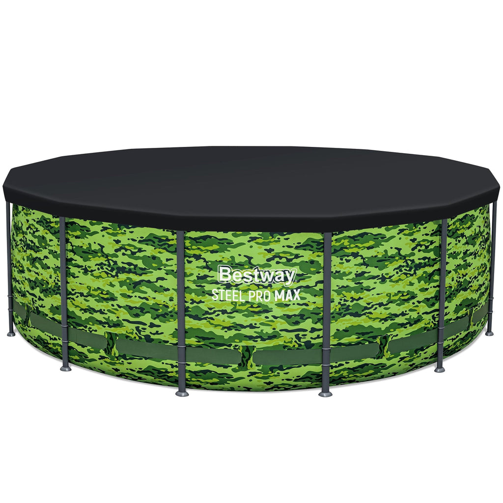 Bestway Steel Pro Max 14'x48 Camo Pool Set | Durable Construction, Easy Assembly, and All-Inclusive Accessories - above ground pool set with filter pump, ladder, and pool cover - No Tools Required!