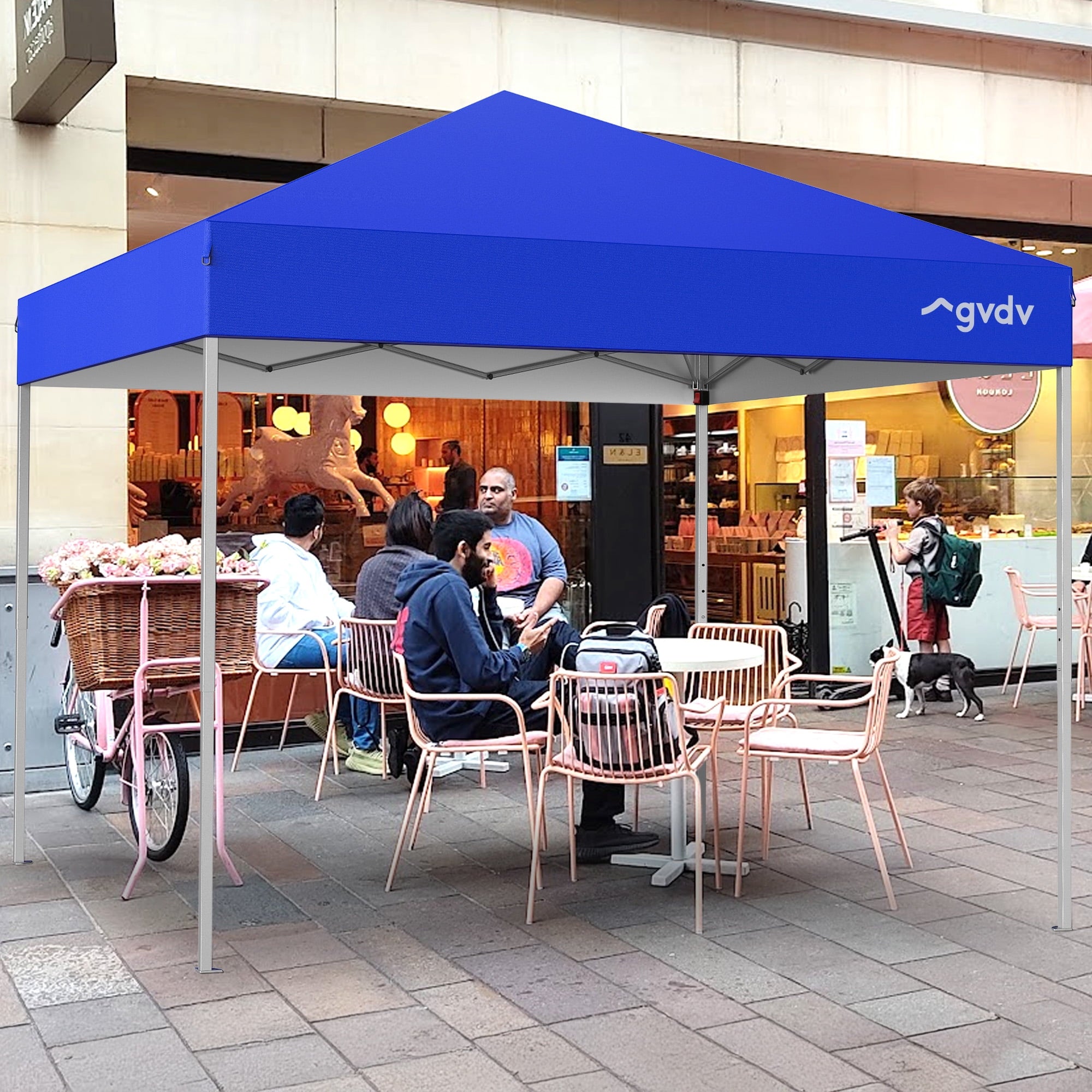 GVDV Canopy Tent, 10x10 ft Easy Pop up Outdoor Canopy Tent, Portable Straight Leg Gazebo Instant Canopy, Blue
