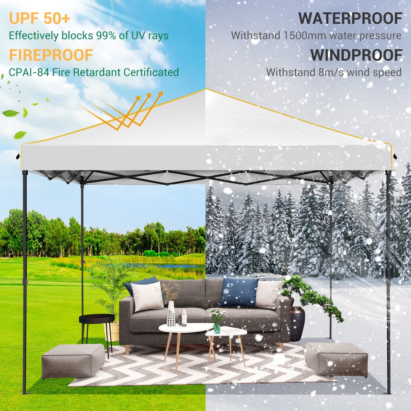 HOTEEL Pop up Canopy Tent 10x10 Commercial Instant Canopy with 4 Sidewalls & Carry Bag,Portable Tent for Parties Beach Camping Party Event Shelter Sun Shade,Dark Blue