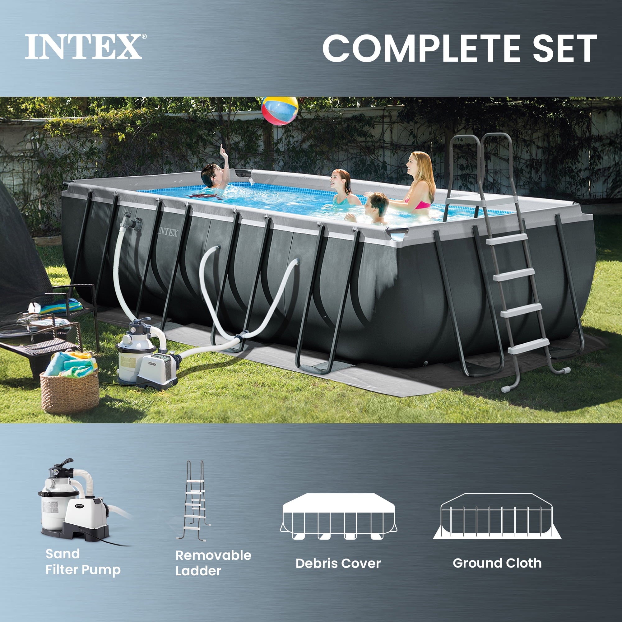 INTEX 18ft x 9ft x 52in Ultra XTR Above Ground Pool and Solar Pool Cover
